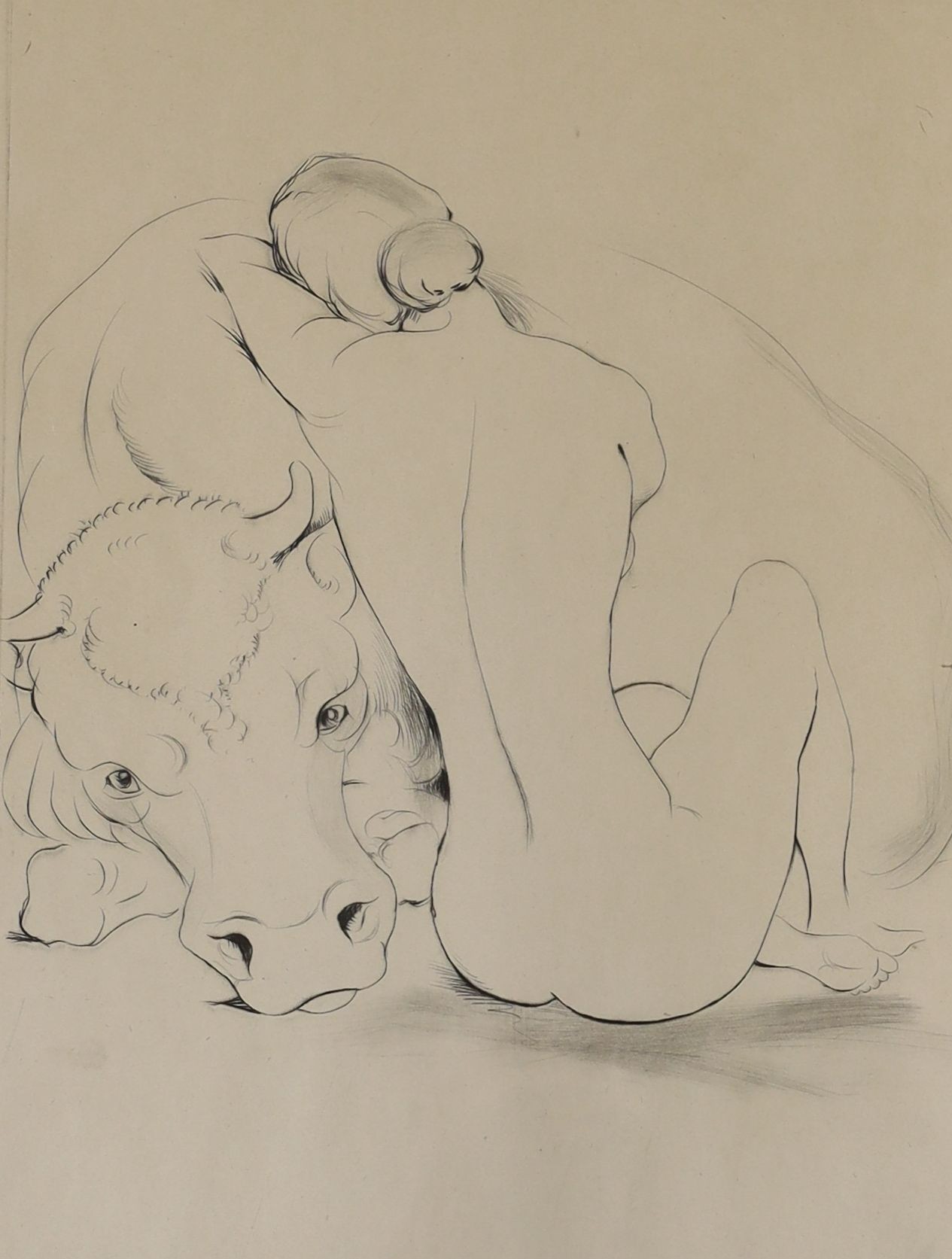 Georg Mayer-Marton (Hungarian, 1897-1960), two drypoint etchings, 'Danae' and 'Europa and the bull', signed in pencil, 34 x 26cm